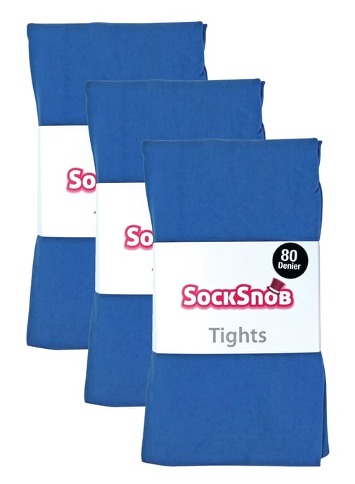 3 Paar Multipack Damen farbige undurchsichtige 80 Denier Strumpfhosen | Socken Snob | Einfarbige Block Farbe Strumpfhosen - Mondschein Blau - Image 2
