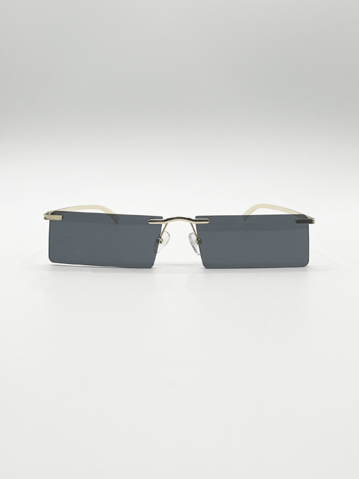 Frameless Rectangle Sunglasses in Black
