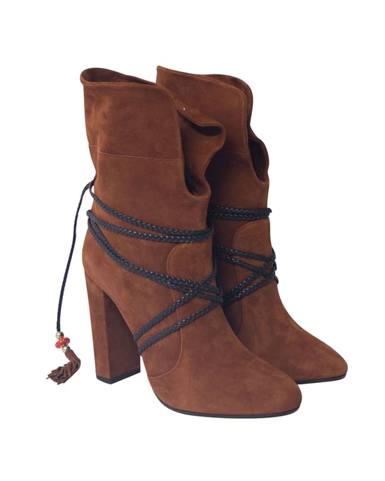 Aquazzura Moonshine Stiefel mit Bindung aus braunem Wildleder - Image 3