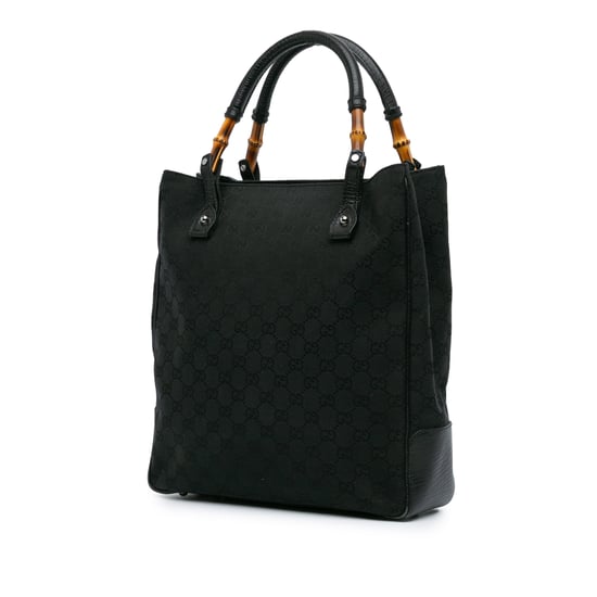 Vintage Gucci GG Canvas Bamboo Tote Schwarz - Image 2