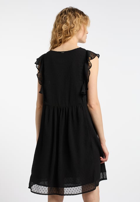 Dreimaster Midikleid mit Rüschen Damen SCHWARZ - Image 4