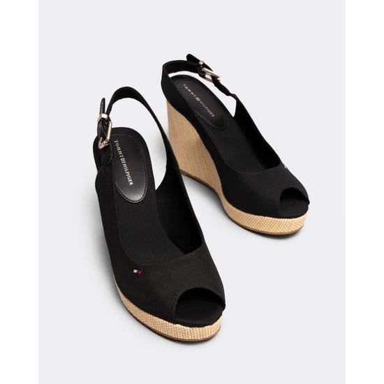 Tommy Hilfiger Iconic Elena Sling Back Womens Black Wedge Sandals