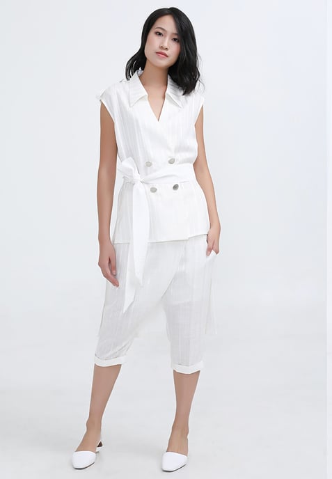 Long Bi-Material Tailored Waistcoat