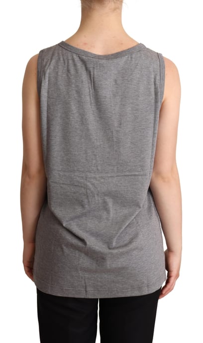 Dolce & Gabbana Damen Graues Ärmelloses Rundhals-Tanktop T-Shirt - Image 3