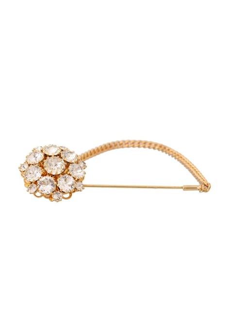 Dolce & Gabbana Women's Gold Brass Clear Crystal Chain Pin  Brooch Gold