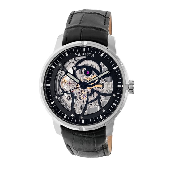 Heritor Automatic Ryder Skeleton Leather-Band Watch