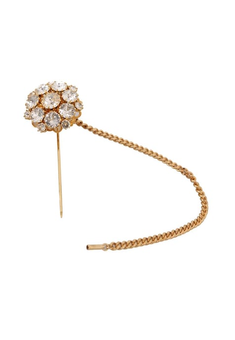 Dolce & Gabbana Women's Gold Brass Clear Crystal Chain Pin  Brooch Gold