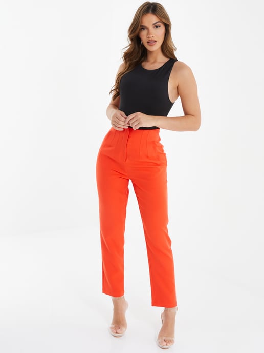Orange High Waist Tailored Trousers