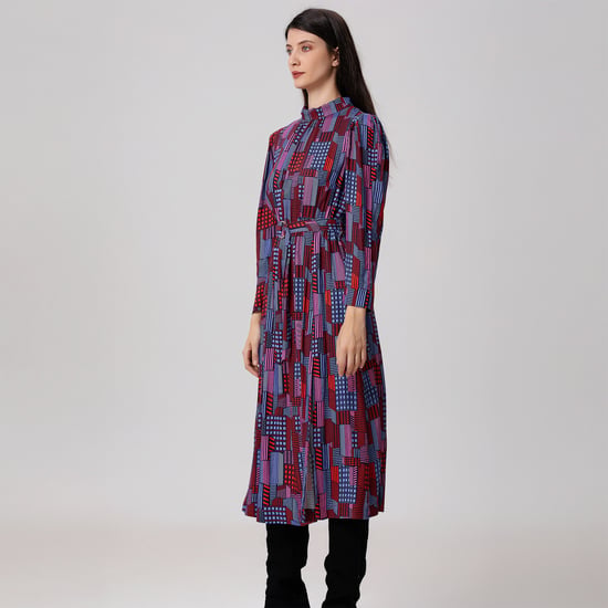 Midi-Blusenkleid mit Grafikdruck - Image 4