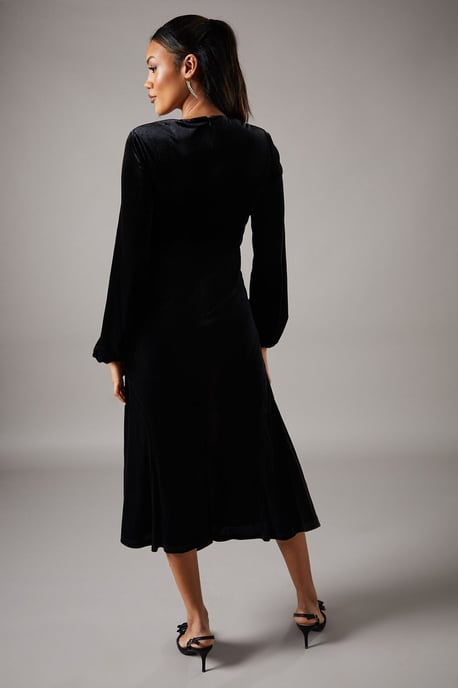 Coast Womens A-Line Dress Black Polyester Long Sleeve Midi Satin - Image 3