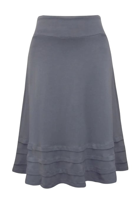 WHITE STUFF Grey Wide Tuck Border Skirt