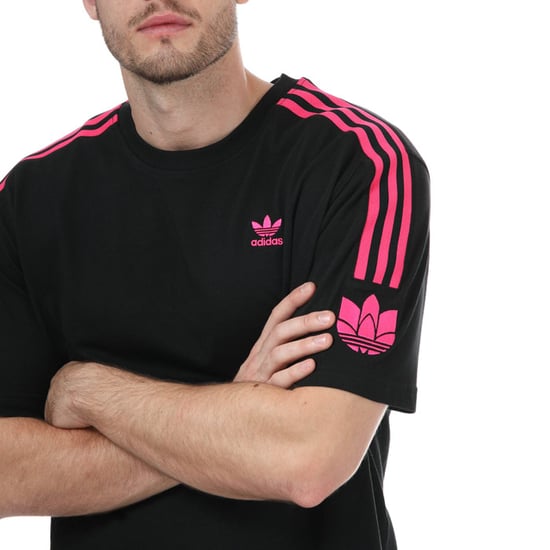 Men's adidas Originals Adicolor 3D Trefoil 3-Stripes T-Shirt in black pink
