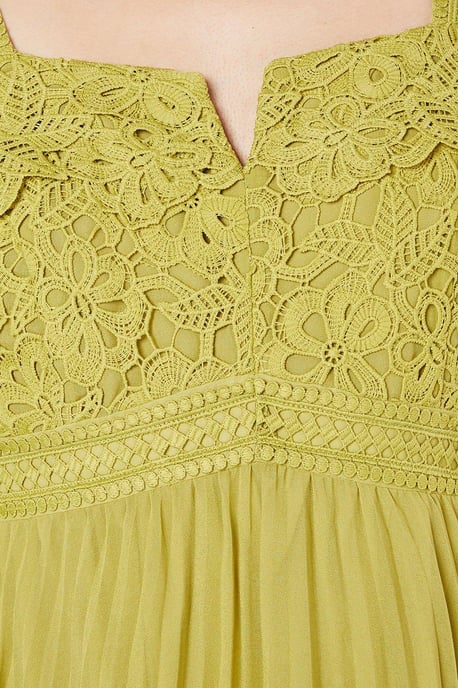 Lace Bodice Pleated Skirt Midi Dress - Image 5