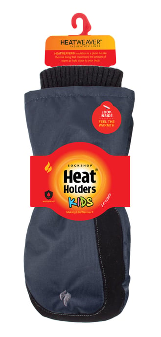 Wärmehalter - Kinder Thermofleece gefütterte Fäustlinge | Jungen & Mädchen als warme Skihandschuhe für den Winter - Blau - Image 2