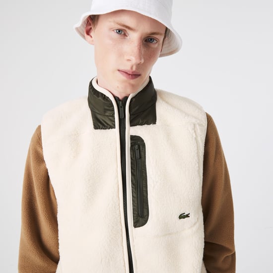 Men's Lacoste Sherpa Fleece Vest in Cream