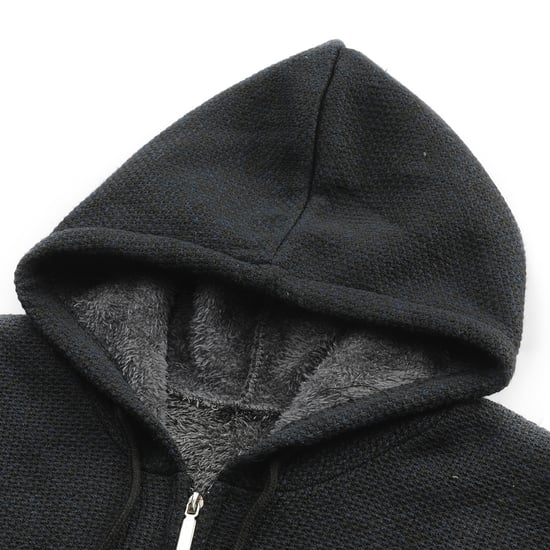 Herren Winter ubergangsjacke Strickjacke mit Kapuze Gefuttert Grobstrick Kapuze Warme Jacke Navy - Image 4