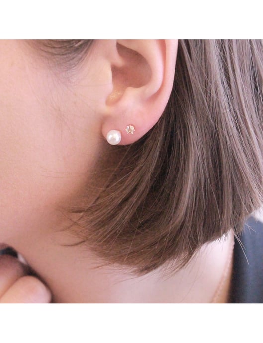 Vollmond Perlenohrringe - Rose Gold und Kristall - Image 2