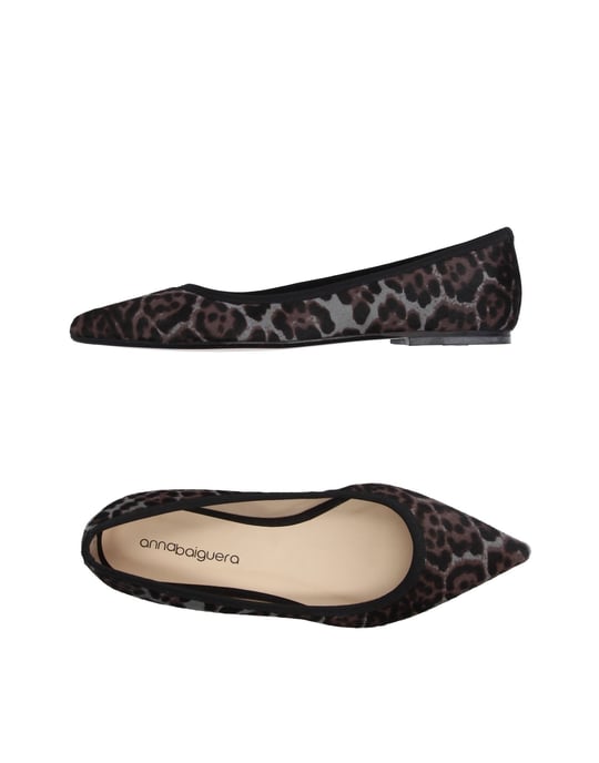 Anna Baiguera Black Print Leather Pointed Ballet Flats