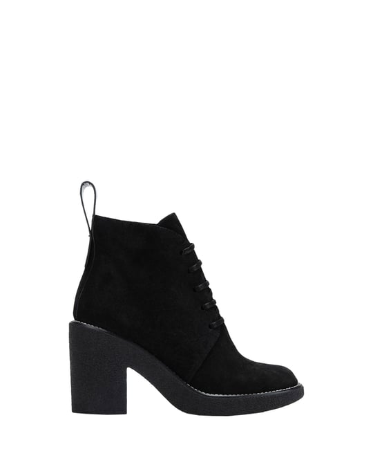 Jil Sander Navy Black Calf Leather Lace Up Ankle Boots