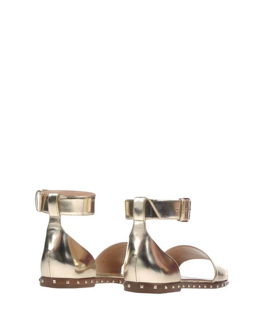 Valentino Garavani Platinum Leather Flat Sandals