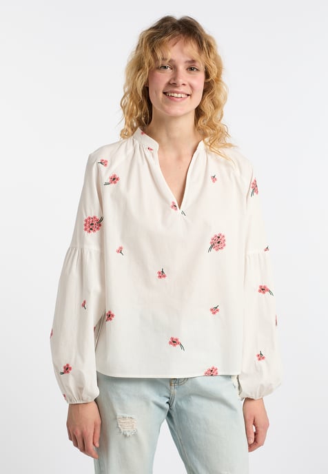 Dreimaster Tunika Damen Wollweiss Koralle - Image 3