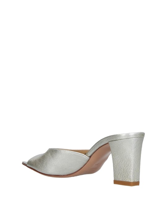 Bruno Magli Platinum Leather Heeled Mules
