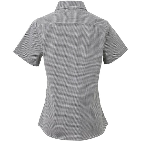 Premier Womens/Ladies Microcheck-Kurzarmhemd aus Baumwolle (Schwarz/Weiß) - Image 2