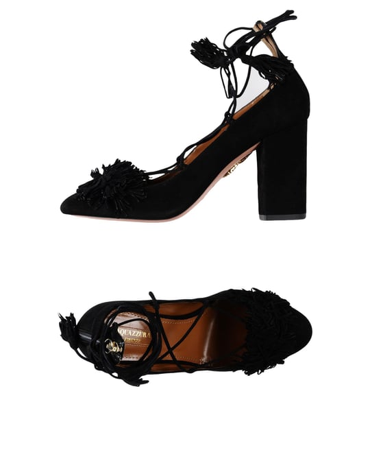 Aquazzura Black Leather Heels With Tassels