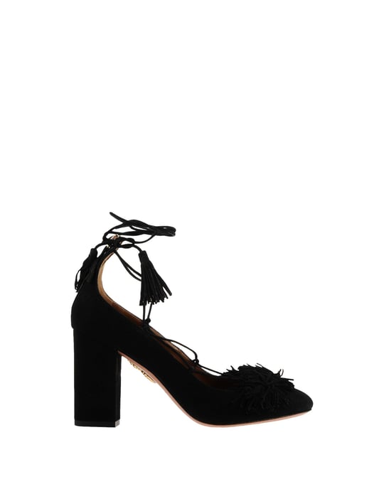 Aquazzura Black Leather Heels With Tassels