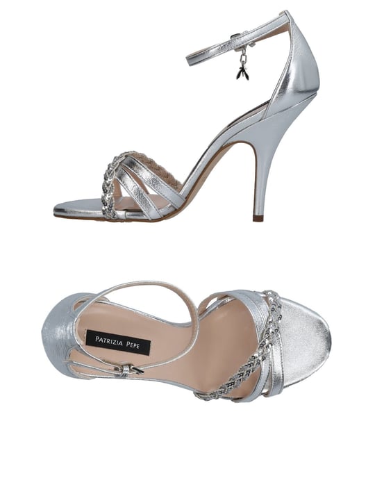 Patrizia Pepe Silver Leather Heeled Sandals