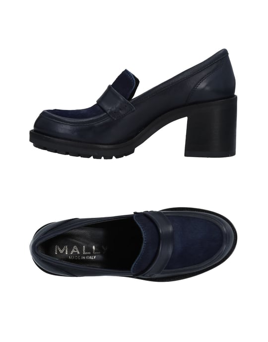 Mally Blue Leather Heeled Loafers