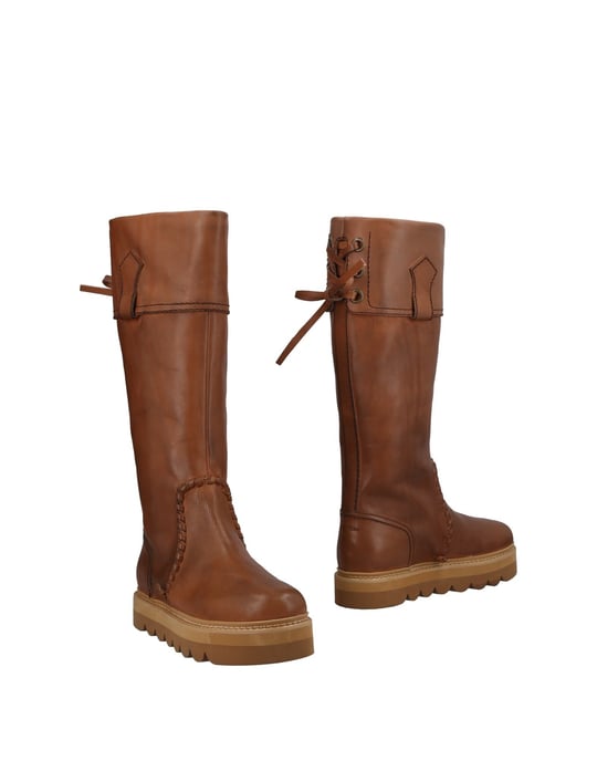 See By Chloe Brown Calf Leather Knee High Boots