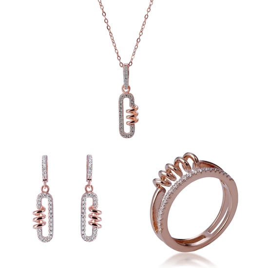Orphelia 'Gigi' Damen-Set aus 925er Sterlingsilber: Halskette + Ohrringe + Ring – Rosé SET-7438 - Image 1