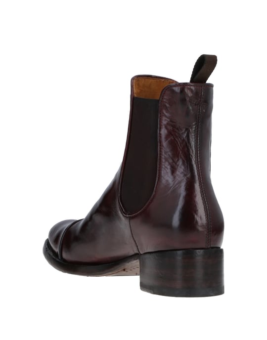 Officine Creative Italia Maroon Polished Leather Ankle Boots