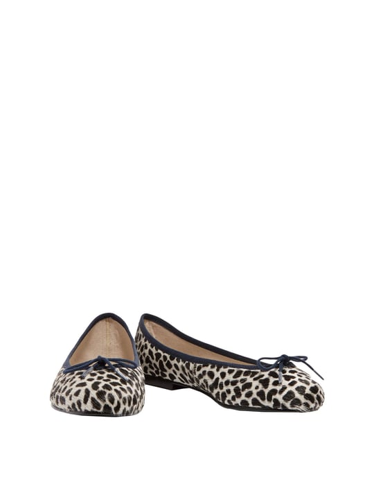 French Sole Black Leopard Print Leather Ballet Flats