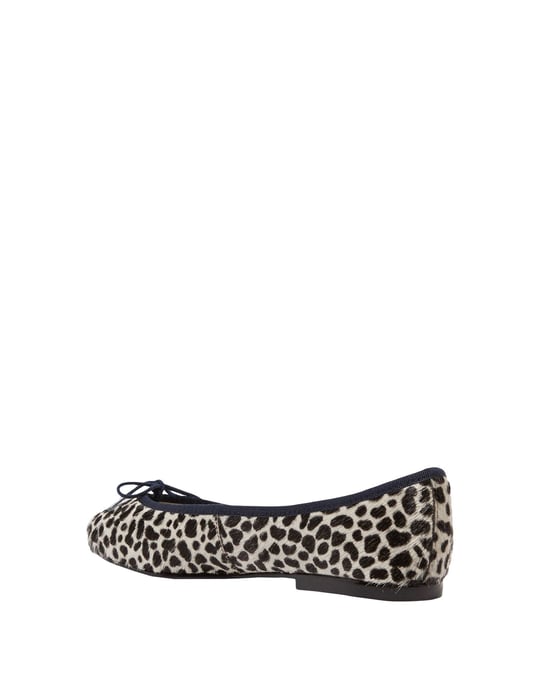 French Sole Black Leopard Print Leather Ballet Flats