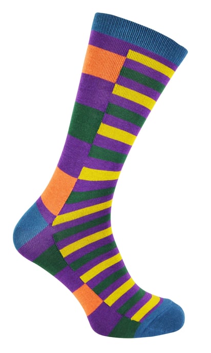 Herr Heron - Herren Bambus Socken | Neuheit Funky Socken | Gemusterte Argyle gestreiften Socken | Atmungsaktiv weich | Geschenke für ihn - Streifen (lila) - Image 1