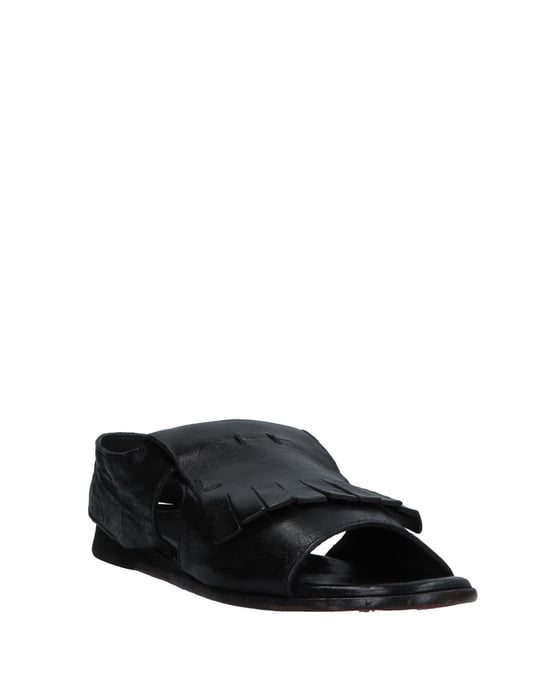 Moma Black Leather Sandals