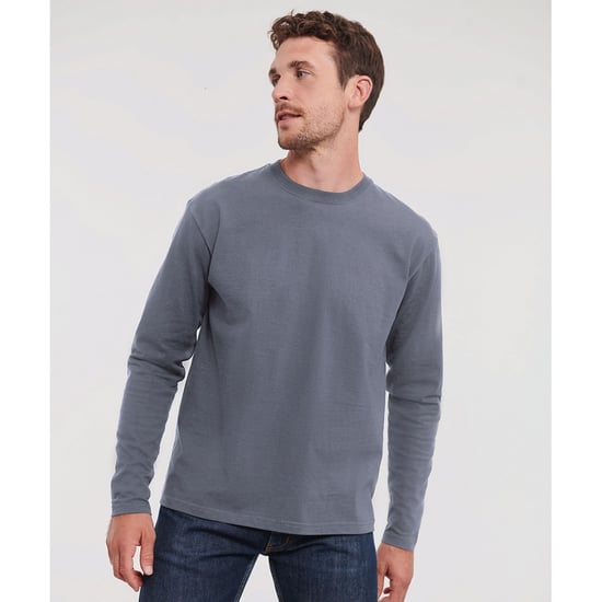 Russell Mens Classic Langarm T-Shirt (Convoy Grau) - Image 2