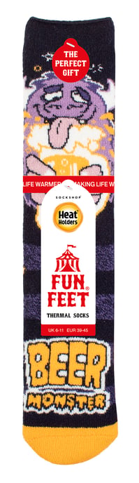 Kuschelige Fleece-gefütterte Herren-Hobby-Socken | Neuheit Flauschige Thermosocken - Bier-Monster - Image 2