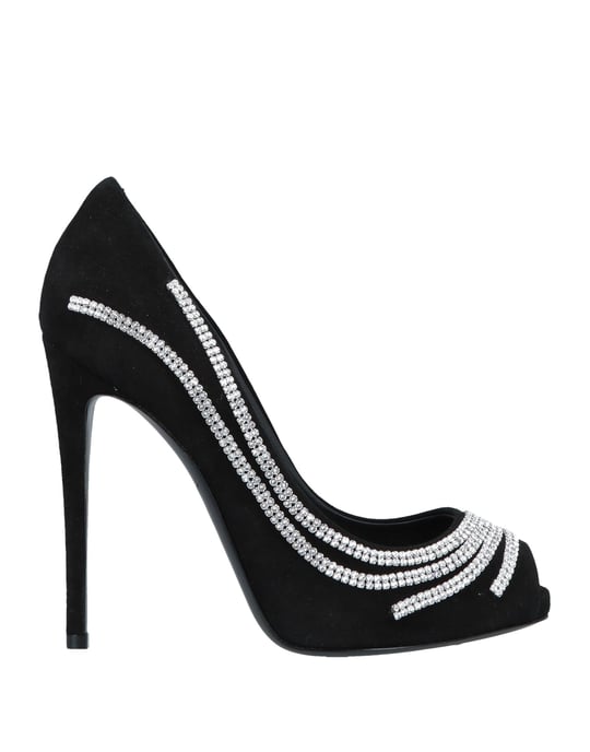 Giuseppe Zanotti Black Leather Peeptoe Heels