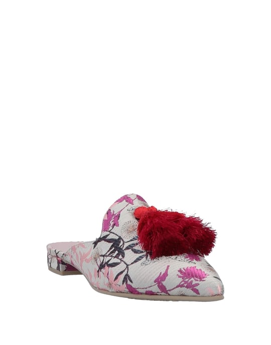 Pretty Ballerinas Beige Floral Design Brocade Flat Mules