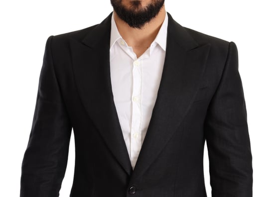 Leinen Slim-Fit Manteljacke Blazer - Image 4