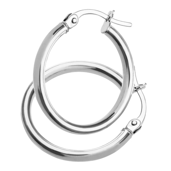 Boucles d'Oreilles Créoles Femme Or Blanc 9 Carats - Image 1