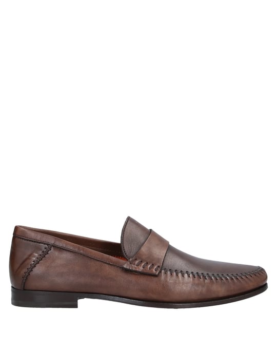 Santoni Dark Brown Leather Loafers