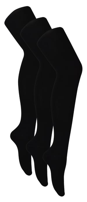 3 Paar Damen-Bambus-Strumpfhosen | Sock Snob | Weiche einfarbige blickdichte Strumpfhosen | Warme schwarze Strumpfhosen - Schwarz - Image 1