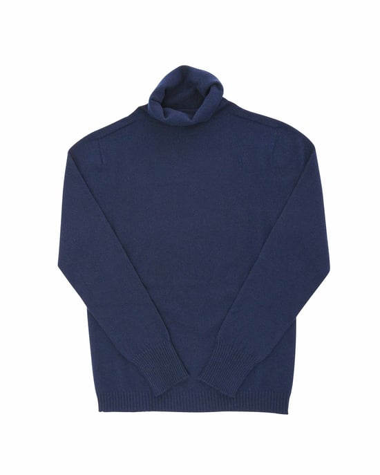 Crown Of Edinburgh Cashmere Womens Turtleneck Sweater Coe 0023 Navy Blue