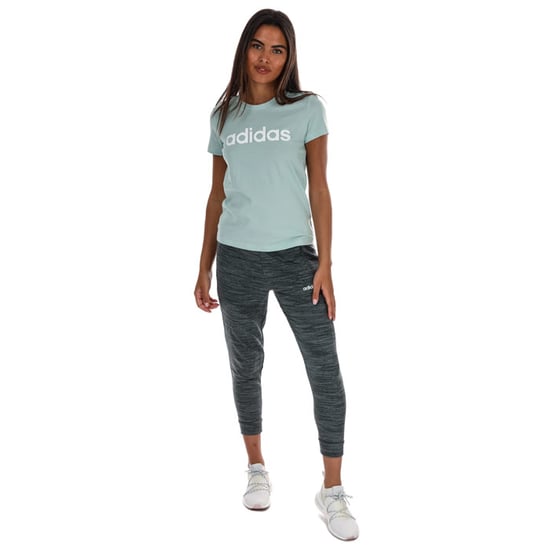 Women's adidas Essentials Linear Slim T-Shirt in Green White