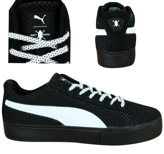 Puma x Daily Paper Lace Up Black White Lo Textile Mens Trainers 363457 01 B77D