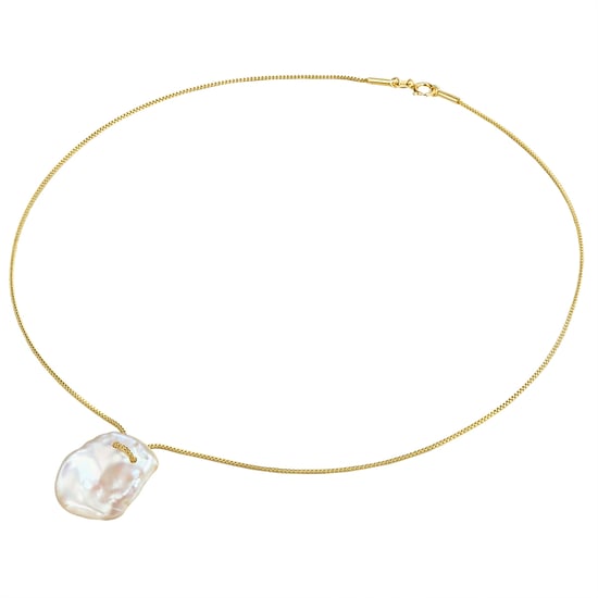 Necklace with pendant sterling silver yellow gold freshwater cultured pearl white Valero Pearls - Image 3